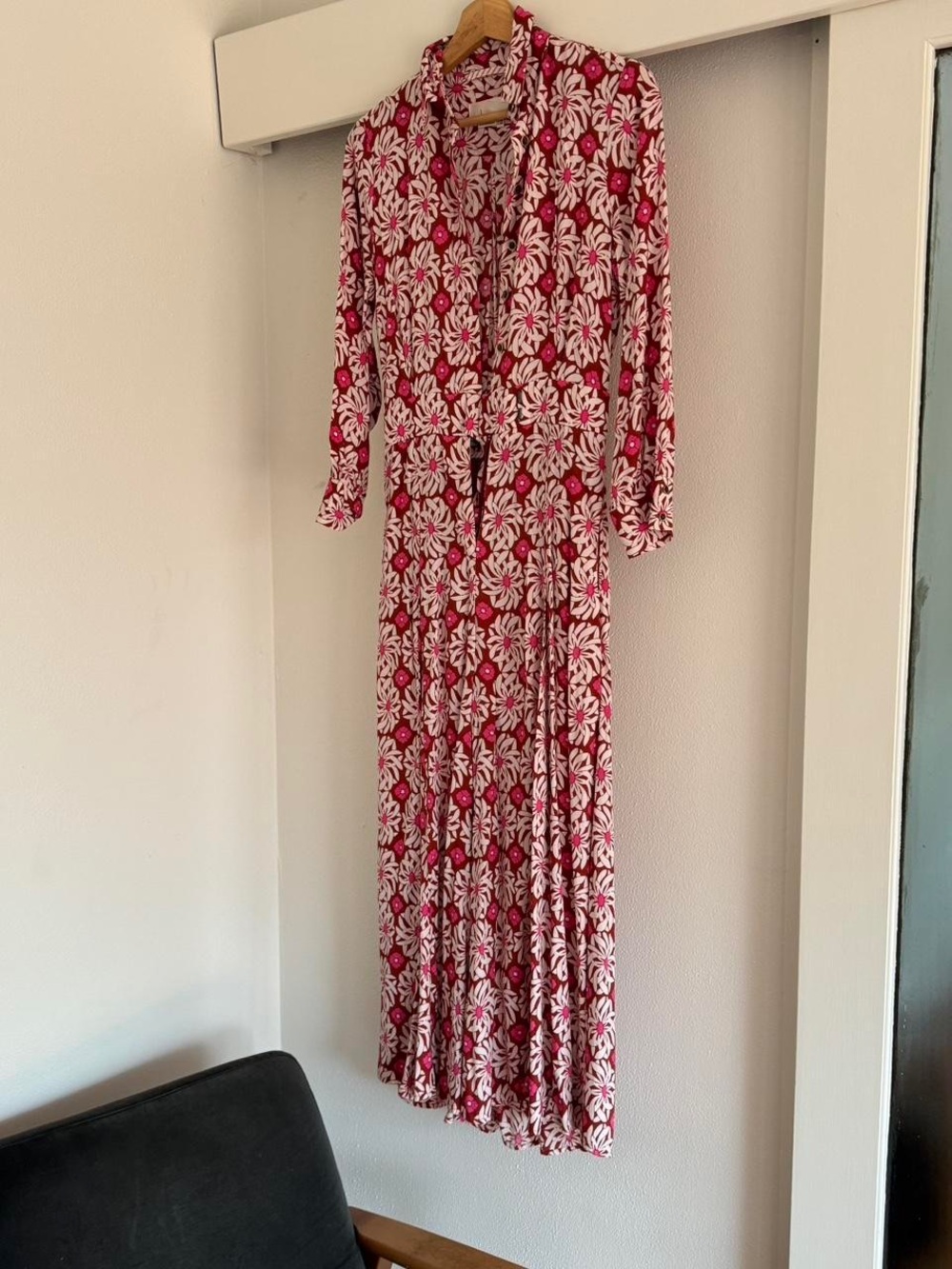 anthropologie loveland floral wide leg jumpsuit size 4 pink retro print